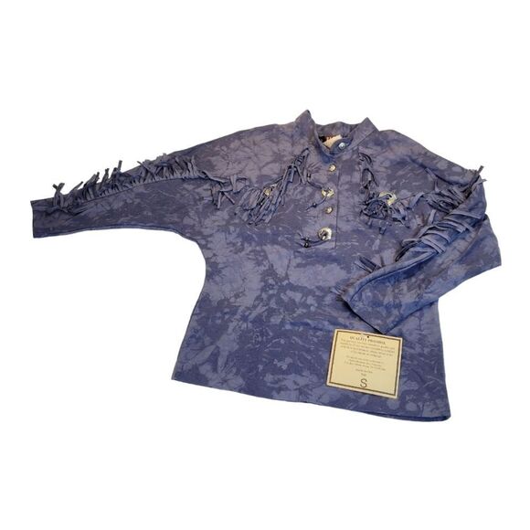 Ozark Mountain Jean Western Maxi Skirt Top Set Blue Fringe Concho Matching Set - Picture 3 of 16